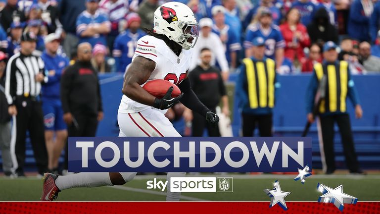 Arizona Cardinals' DeeJay Dallas returns a kick-off to get a touchdown.