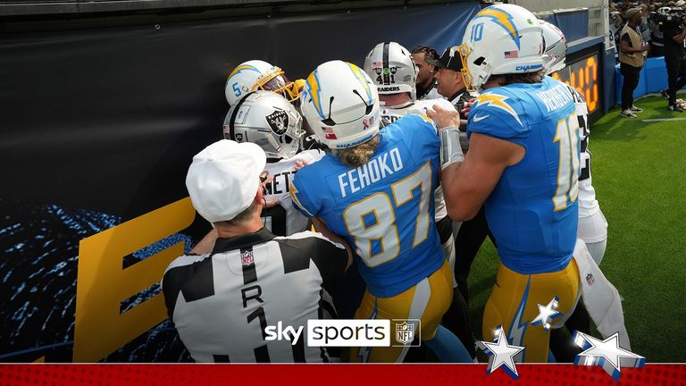 A scrap took place between the players during the second half of the Las Vegas Raiders against the Los Angeles Chargers.