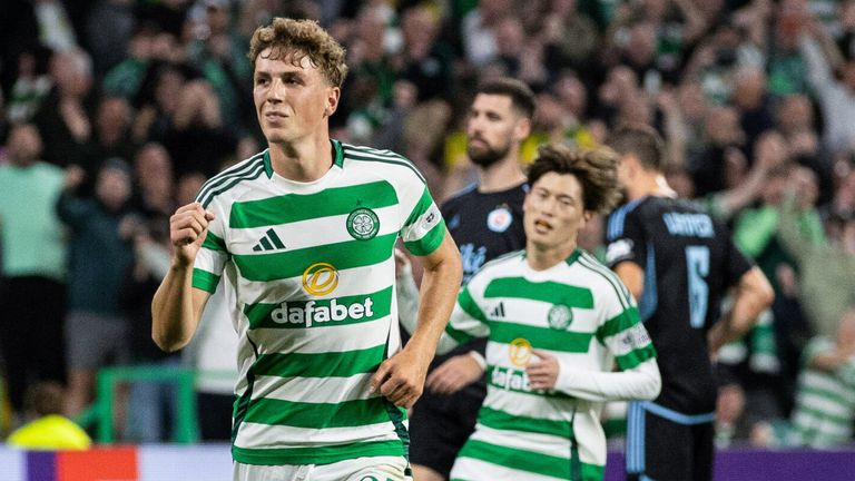 Arn Engels scores on Celtic's Champions League debut