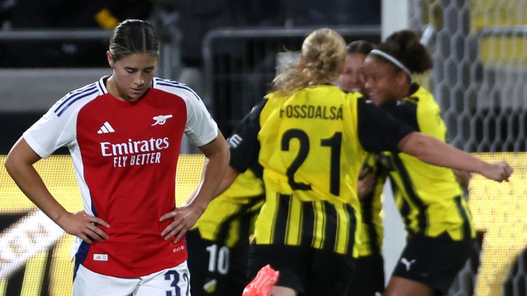 Kyra Cooney-Cross of Arsenal shows dejection after Hacken took the lead late on