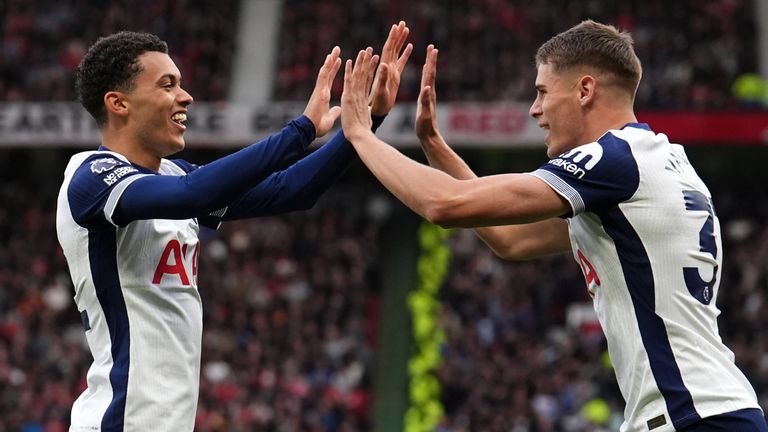 Brennan Johnson celebrates his goal with team-mate Micky van de Ven