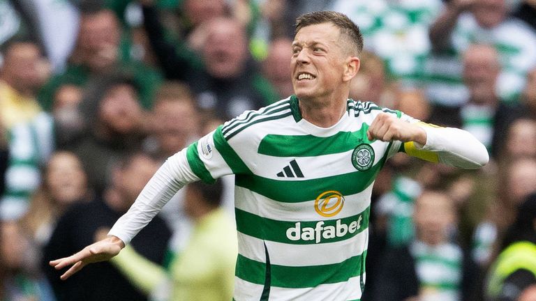 Celtic's Callum McGregor celebrates scoring to make it 3-0