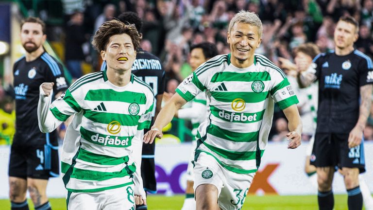 Kyogo and Daizen Maeda both scored for Celtic in their Champions League opener