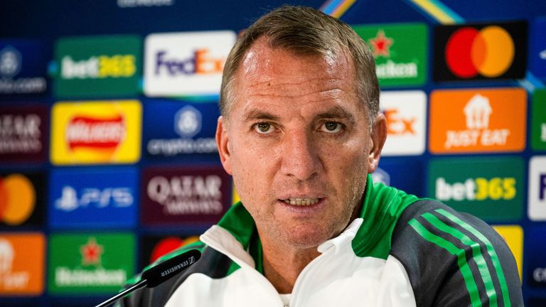 GLASGOW, SCOTLAND - SEPTEMBER 17: Celtic Manager Brendan Rodgers during a Celtic press conference at Celtic Park, on September 17, 2024, in Glasgow, Scotland. (Photo by Craig Williamson / SNS Group)