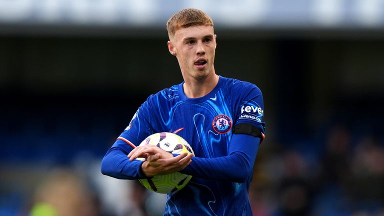 Cole Palmer with the match ball after scoring four goals in the 4-2 over Brighton