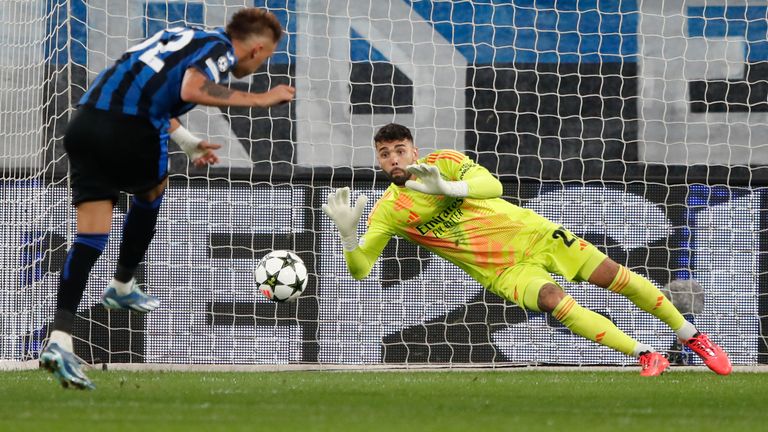 David Raya produced a stunning double save from Mateo Retegui's penalty to keep Arsenal level against Atalanta