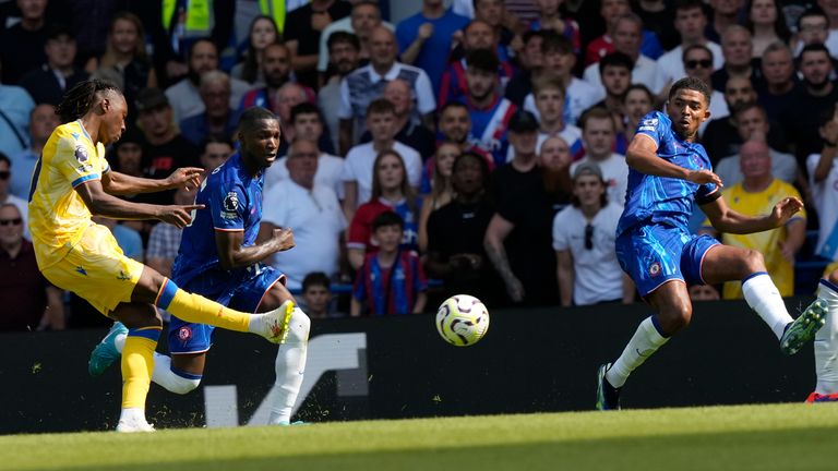 Eberechi Eze scores Crystal Palace's leveller (AP Photo/Frank Augstein)