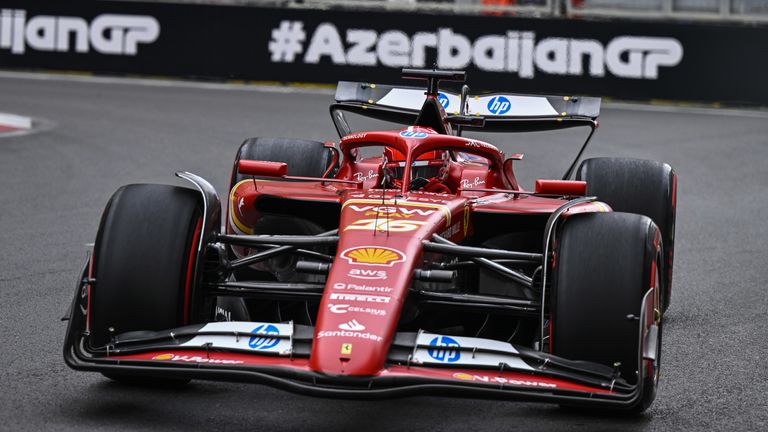 BAKU CITY CIRCUIT, AZERBAIJAN - SEPTEMBER 14: Charles Leclerc, Ferrari SF-24 during the Azerbaijan GP at Baku City Circuit on Saturday September 14, 2024 in Baku, Azerbaijan. (Photo by Simon Galloway / LAT Images)