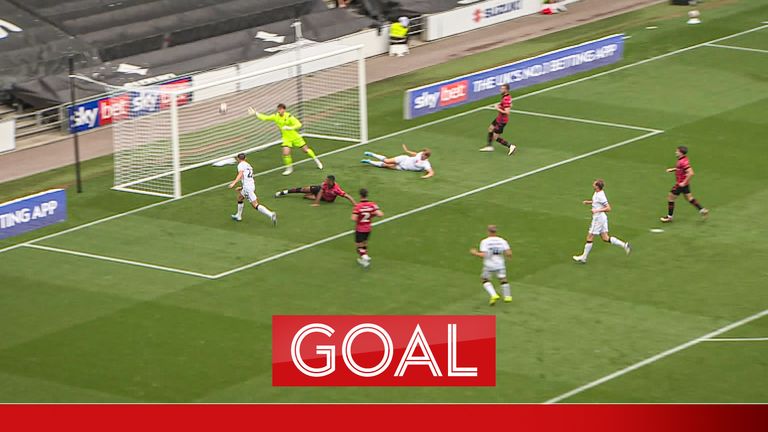 MK Dons' Callum Hendry opens the scoring against Walsall