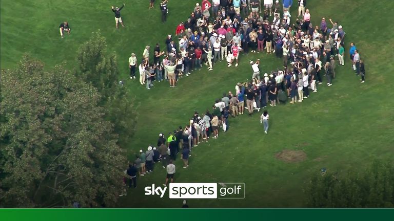 Xander Schauffele hit his second shot at the fourth hole into the trees during the second day's foursomes at the Presidents Cup.