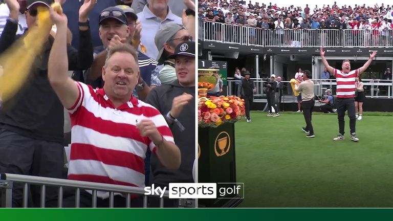 A fan at the Presidents Cup took off seven layers of clothing as he fired up the crowd on the opening tee!