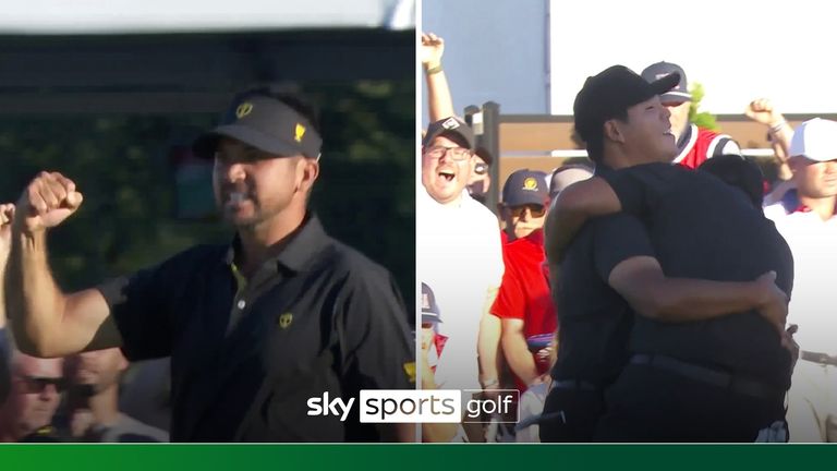 Jason Day's superb chip and Kim Si Woo's fantastic putt saw the International Team sweep the United States in the foursomes for the first time ever at the Presidents Cup.