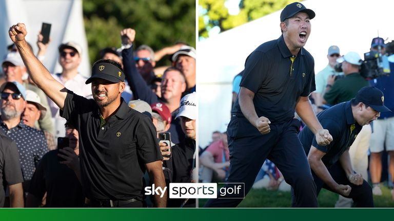 Jason Day&#39;s superb chip and Kim Si Woo&#39;s fantastic putt saw the International Team sweep the United States in the foursomes for the first time ever at the Presidents Cup.