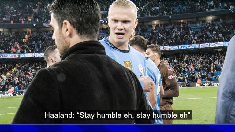 &#39;Stay humble eh!&#39; | Haaland&#39;s message to Arteta at FT