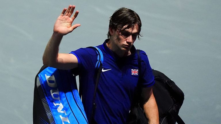 Great Britain's Jack Draper waves to the crowd after losing his singles match during the Davis Cup group stage finals clash against Canada (PA Images)