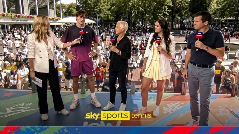 Jack Draper on the Sky Sports set at the US Open