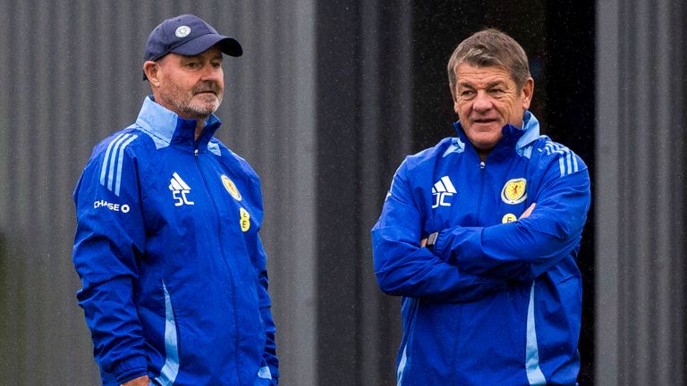 Scotland manager Steve Clarke and assistant John Carver 