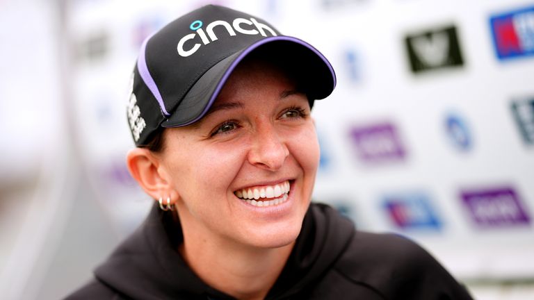 England Women Nets Session - The Cloud County Ground - Tuesday May 28th
England's Kate Cross during a press conference following a nets session at The Cloud County Ground, Chelmsford. Picture date: Tuesday May 28, 2024.