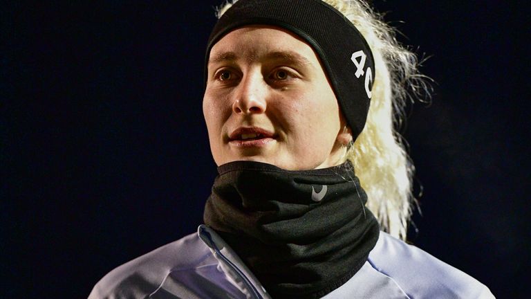 Katie Startup Goalkeeper of Brighton and Hove Albion before the FA Women's League Cup Group C match between Brighton & Hove Albion Women and West Ham United Ladies at The People's Pension Stadium on January 18th 2023 in Crawley, United Kingdom Where: Crawley, West Sussex, United Kingdom When: 18 Jan 2023 Credit: Jeff Mood/phcimages/Cover Images **NOT AVAILABLE FOR PUBLICATION IN UK NEWSPAPERS** (Cover Images via AP Images)