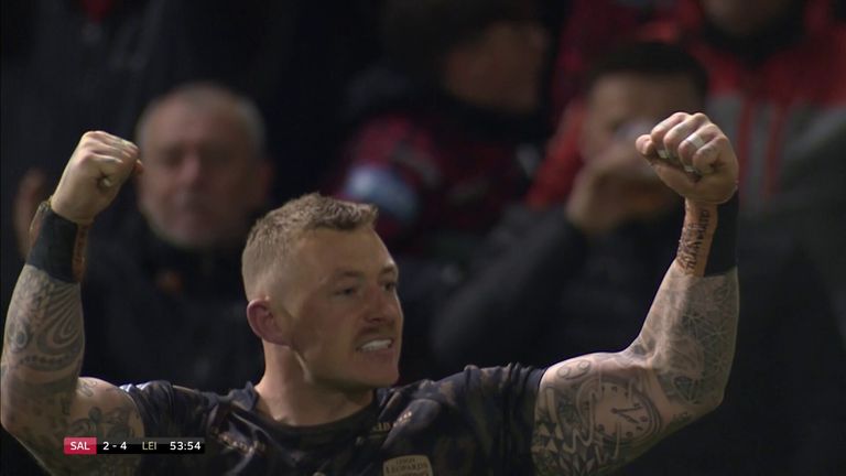 Josh Charnley scored the first try of the night for Leigh Leopards against Salford Red Devils in the Super League play-offs