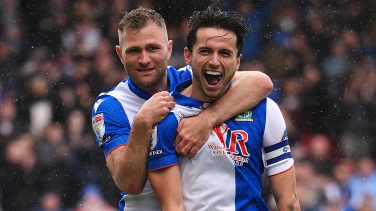 Blackburn Rovers' Lewis Travis celebrates scoring their side's first goal of the game