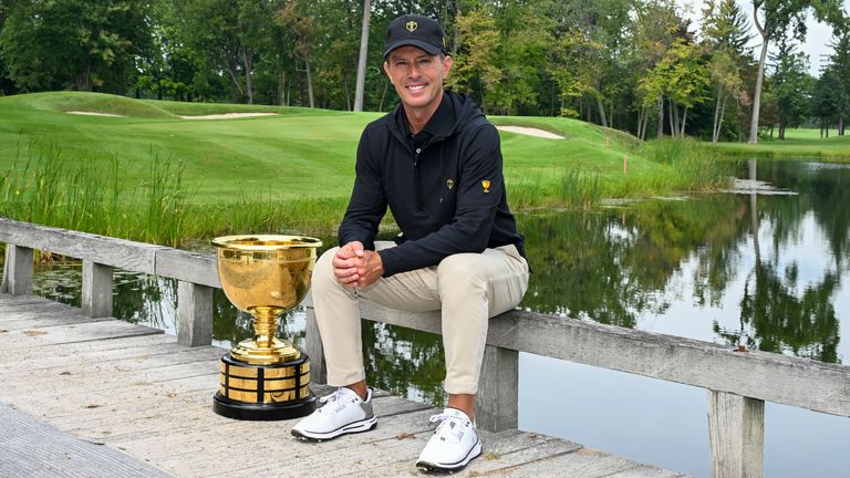 MONTREAL, QUEBEC - SEPTEMBER 12: International Captain, Mike Weir, during the  Presidents Cup Captains Day at Royal Montreal Golf Club (Blue Course) on September 12, 2023 near Montreal, Quebec, Canada. (Photo by Tracy Wilcox/PGA TOUR via Getty Images)