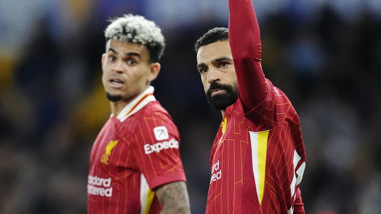 Mohamed Salah celebrates scoring his penalty