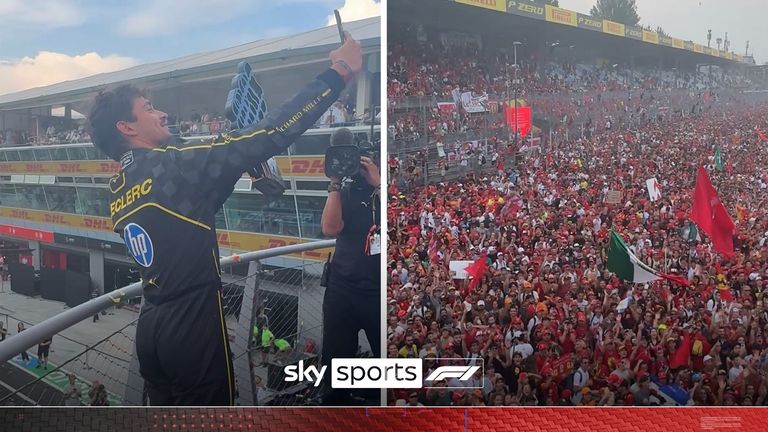 There were phenomenal celebrations at Monza following Charles Leclerc&#39;s unexpected victory for Ferrari at the Italian Grand Prix.