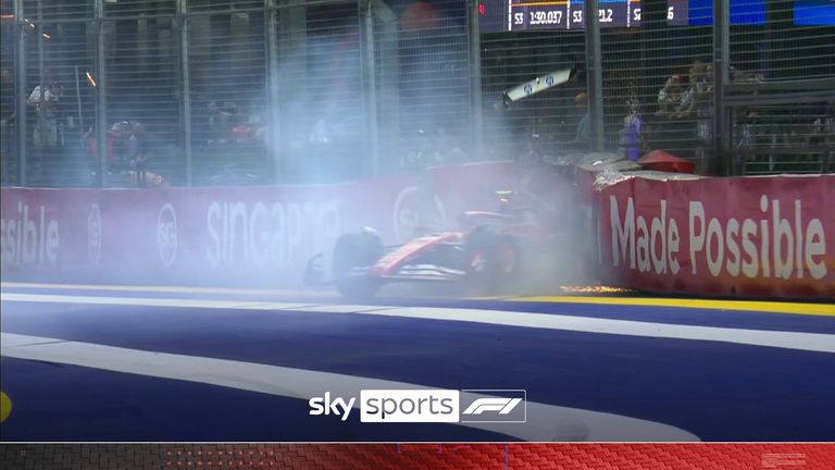 Carlos Sainz's huge crash in his Ferrari saw the red flag waved during qualifying in Singapore.