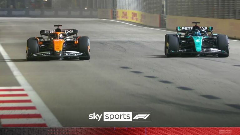 McLaren&#39;s Oscar Piastri overtook Mercedes driver George Russell on lap 45 to move into the podium positions in Singapore.