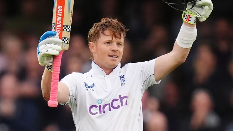 England's captain Ollie Pope brought up his seventh Test century on his home ground at The Kia Oval