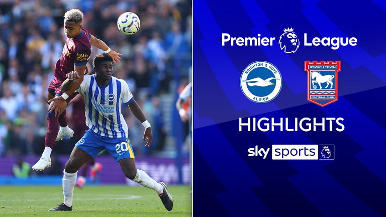 Highlights from the Premier League match between Brighton & Hove Albion and Ipswich Town.