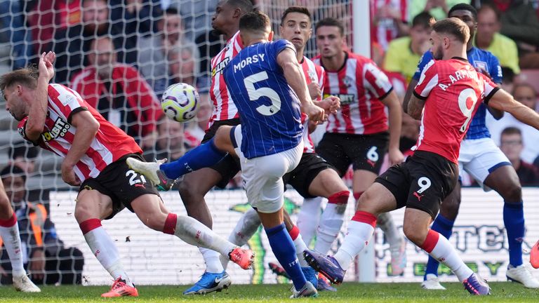 Sam Morsy scores a late equaliser for Ipswich at Southampton