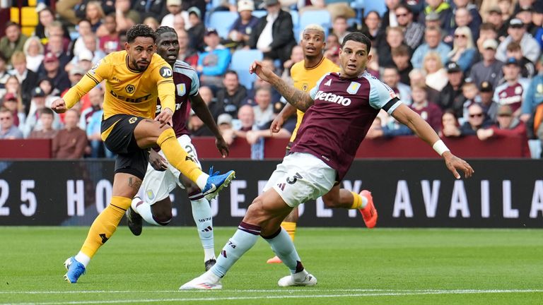 Matheus Cunha fires Wolves in front at Villa Park