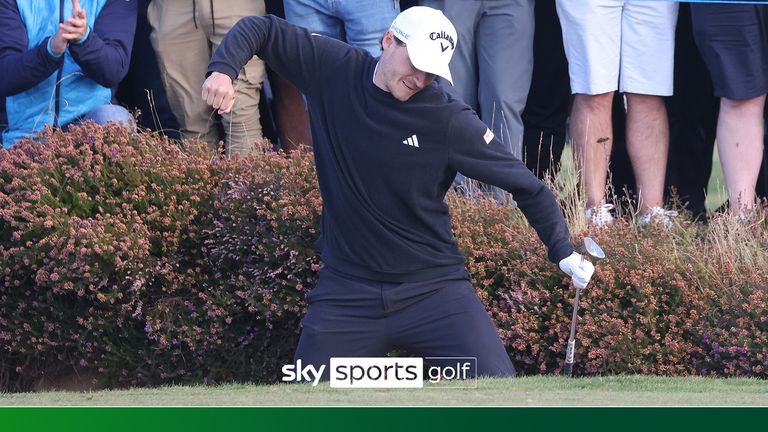 Danmarks Rasmus Hojgaard feirer en birdie på det 17. hullet i løpet av dag fire av Amgen Irish Open 2024 på Royal County Down i Newcastle, County Down. Fotodato: søndag 15. september 2024.