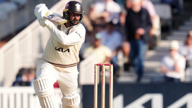 Surrey's Ryan Patel during day two of the Vitality County Championship match at the Kia Oval, London. Picture date: Wednesday September 18, 2024.