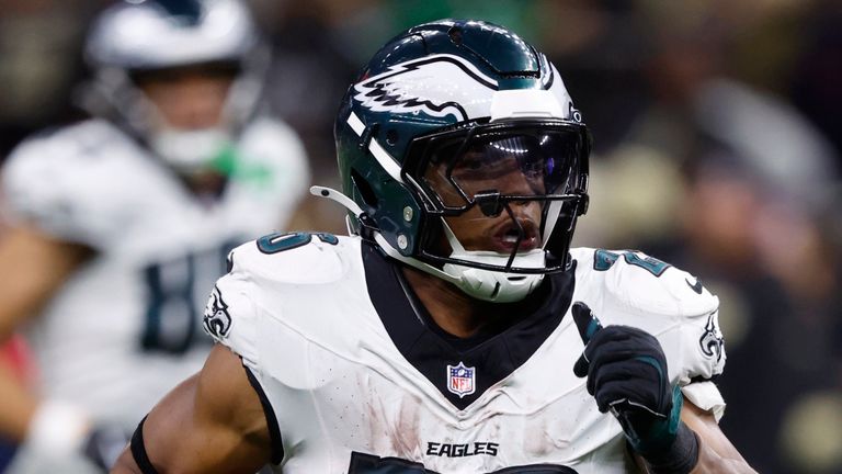 Philadelphia Eagles running back Saquon Barkley (26) runs 65 yards for a touchdown against the New Orleans Saints in the second half of an NFL football game in New Orleans, Sunday, Sept. 22, 2024. (AP Photo/Butch Dill)