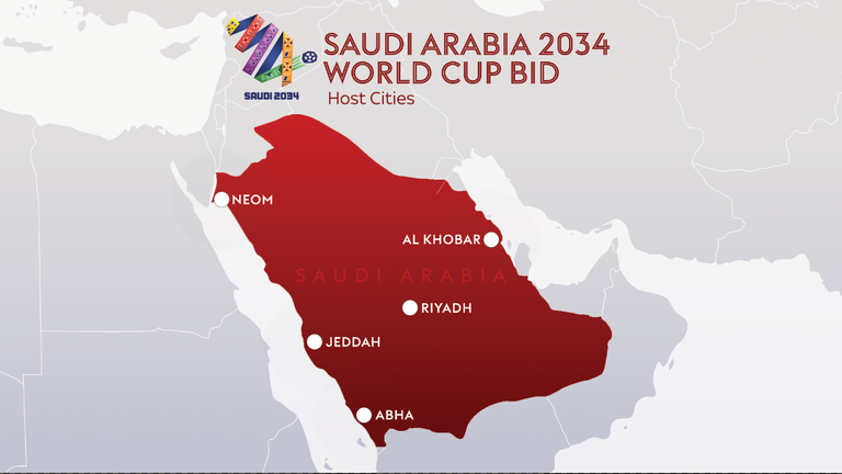 The proposed host cities for the 2034 World Cup.