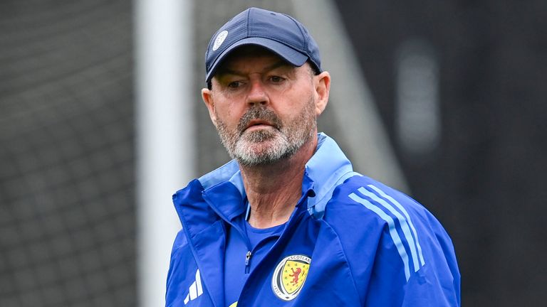 GLASGOW, SCOTLAND - SEPTEMBER 7: Scotland head coach Steve Clark during a Scotland training session at the City Stadium on September 7, 2024 in Glasgow, Scotland. (Photo: Rob Casey/SNS Group)