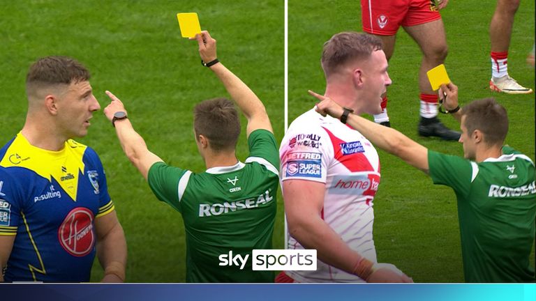 It's all sin bins in the Warrington Wolves vs  St Helens Super League match as both Lachlan Fitzgibbon and Matty Lees see yellow for high tackles. 