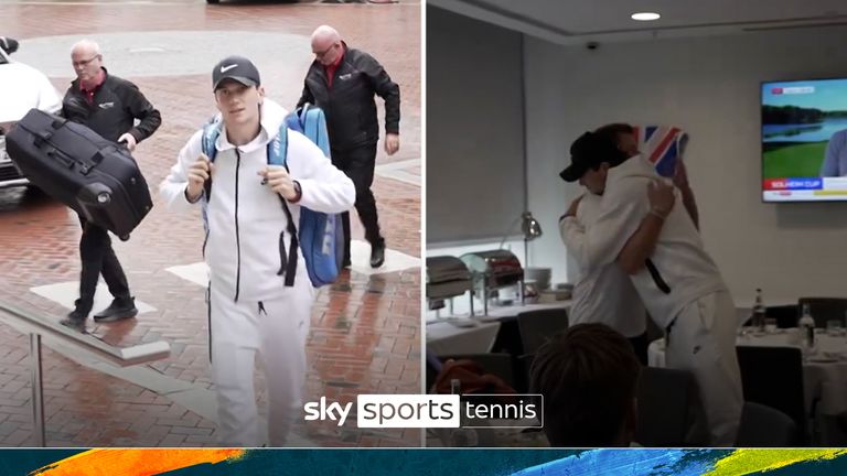 Watch as Jack Draper arrives in Manchester ahead of assessments by Great Britain to verify his ability to play in the Davis Cup following bouts of sickness in the US Open semi-final against Jannik Sinner.