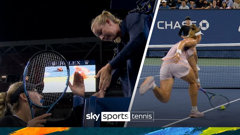 Sky Sports&#39; Laura Robson, Martina Navratilova and Annabel Croft discuss the controversial point given despite a double bounce in the US Open match between Beatriz Haddad Maia and Anna Kalinskaya.