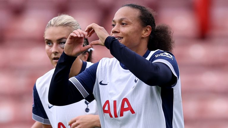 Drew Spence celebrates after putting Spurs 3-0 up against Crystal Palace