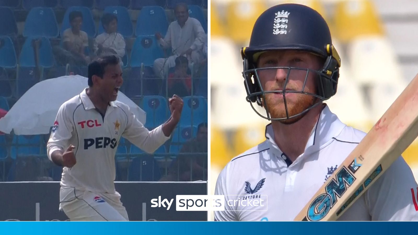 'His bat went flying!' Bizarre moment Stokes loses bat and wicket!