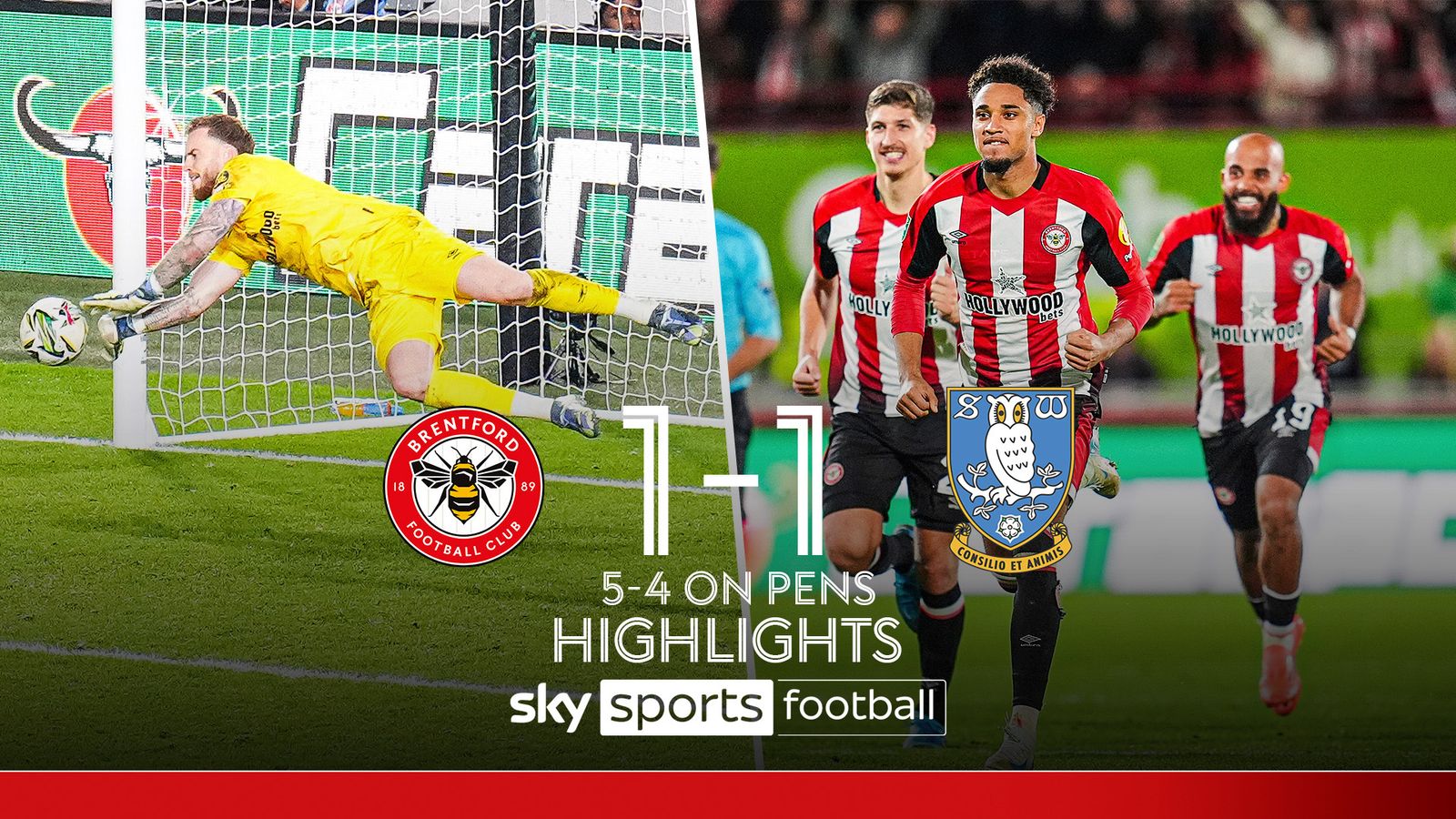 Brentford 11 Sheffield Wednesday (54 on pens) Bees win on penalties