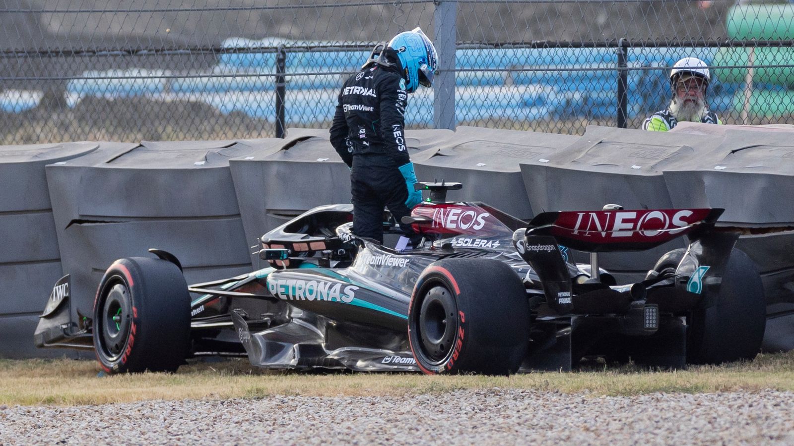 United States GP: George Russell to start race from pit lane after damaging Mercedes in qualifying crash