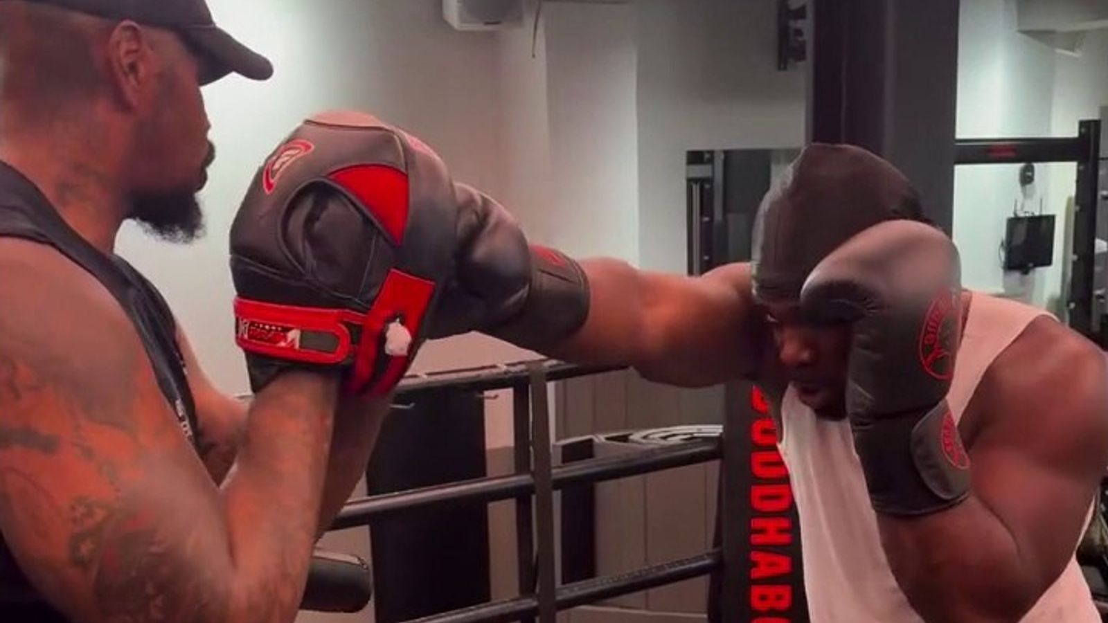 Micah Richards put through his paces by American boxing trainer Malik Scott.