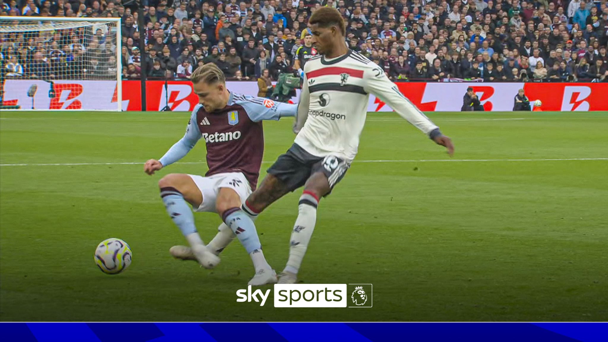 Marcus Rashford received an initial yellow for a tackle on Matty Cash  before making a similar tackle to give away a free-kick, which Jamie  Carragher says should've been a second yellow.