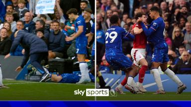 Maresca crashes to the floor as Forest spark HUGE scuffle against Chelsea