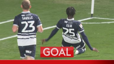 Esse opens scoring for Millwall after pinching ball off Mumba at halfway line